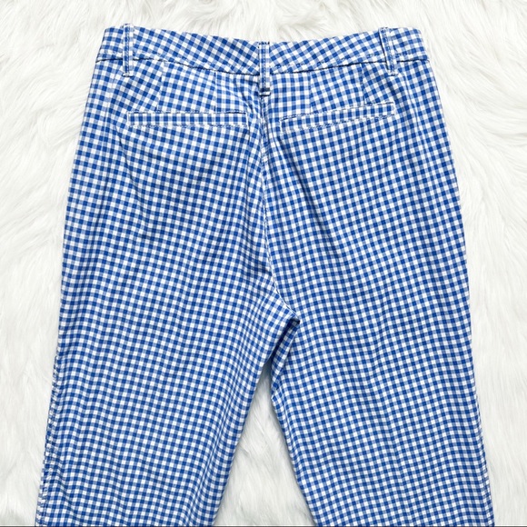 SOLD-Talbots Blue and White Gingham Check Print Girlfriend Chino Pants - Picture 6 of 10